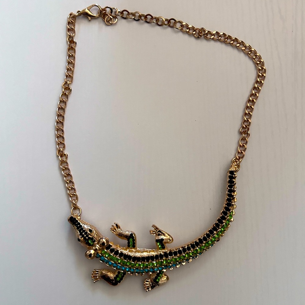 Eye Candy Rhinestone Alligator Statement Necklace